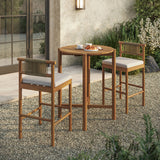 Eleni Natural Sail 3-Piece Outdoor Patio Teak Wood Bar Set - Ornate Home