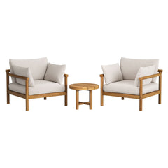 Eleni Natural Sail 3-Piece Outdoor Patio Teak Wood Furniture Set - Ornate Home