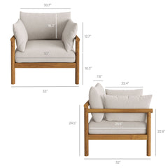 Eleni Natural Sail 4-Piece Outdoor Patio Teak Wood Sofa Set - Ornate Home
