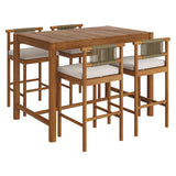 Eleni Natural Sail 5-Piece Outdoor Patio Teak Wood Bar Set - Ornate Home