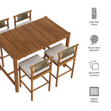 Eleni Natural Sail 5-Piece Outdoor Patio Teak Wood Bar Set - Ornate Home
