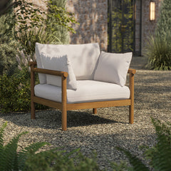Eleni Natural Sail Outdoor Patio Teak Wood Armchair - Ornate Home