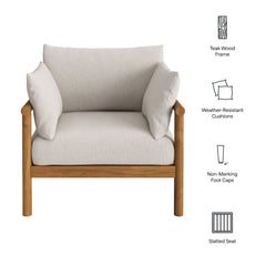 Eleni Natural Sail Outdoor Patio Teak Wood Armchair - Ornate Home