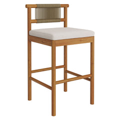 Eleni Natural Sail Outdoor Patio Teak Wood Bar Stools (Set of 2) - Ornate Home