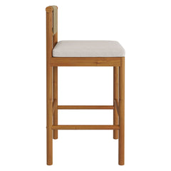 Eleni Natural Sail Outdoor Patio Teak Wood Bar Stools (Set of 2) - Ornate Home