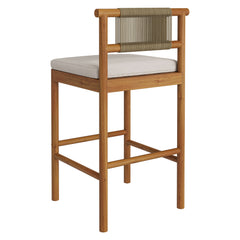 Eleni Natural Sail Outdoor Patio Teak Wood Bar Stools (Set of 2) - Ornate Home