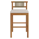Eleni Natural Sail Outdoor Patio Teak Wood Bar Stools (Set of 2) - Ornate Home
