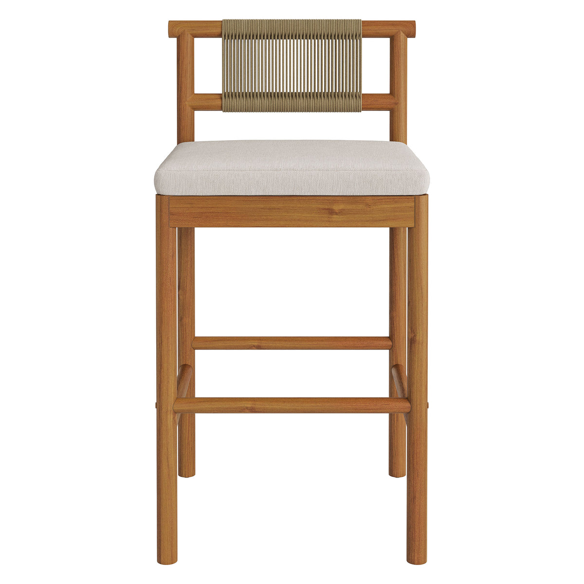 Eleni Natural Sail Outdoor Patio Teak Wood Bar Stools (Set of 2) - Ornate Home