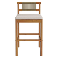 Eleni Natural Sail Outdoor Patio Teak Wood Bar Stools (Set of 2) - Ornate Home