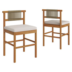 Eleni Natural Sail Outdoor Patio Teak Wood Counter Stools (Set of 2) - Ornate Home