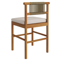 Eleni Natural Sail Outdoor Patio Teak Wood Counter Stools (Set of 2) - Ornate Home