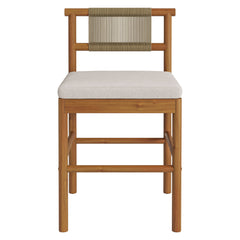 Eleni Natural Sail Outdoor Patio Teak Wood Counter Stools (Set of 2) - Ornate Home