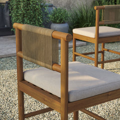 Eleni Natural Sail Outdoor Patio Teak Wood Counter Stools (Set of 2) - Ornate Home