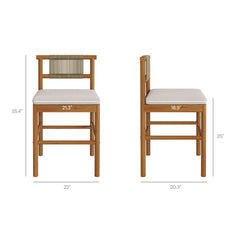 Eleni Natural Sail Outdoor Patio Teak Wood Counter Stools (Set of 2) - Ornate Home