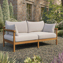 Eleni Natural Sail Outdoor Patio Teak Wood Loveseat - Ornate Home