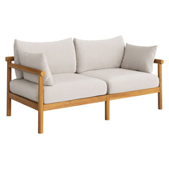 Eleni Natural Sail Outdoor Patio Teak Wood Loveseat - Ornate Home
