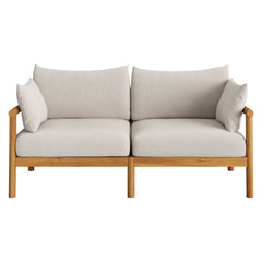 Eleni Natural Sail Outdoor Patio Teak Wood Loveseat - Ornate Home