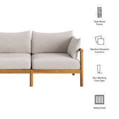Eleni Natural Sail Outdoor Patio Teak Wood Loveseat - Ornate Home