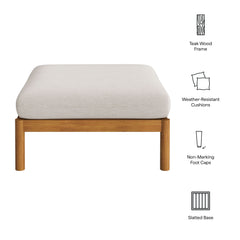 Eleni Natural Sail Square Outdoor Patio Teak Wood Ottoman - Ornate Home