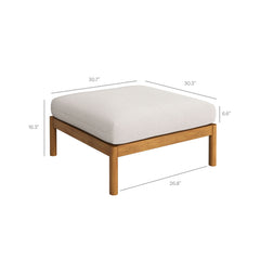 Eleni Natural Sail Square Outdoor Patio Teak Wood Ottoman - Ornate Home