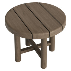 Eleni Weathered Gray 20-Inch Round Outdoor Patio Teak Wood Side Table - Ornate Home