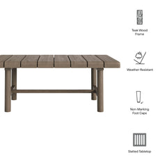 Eleni Weathered Gray 41-Inch Outdoor Patio Teak Wood Coffee Table - Ornate Home
