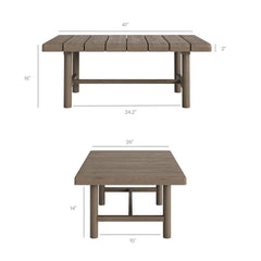 Eleni Weathered Gray 41-Inch Outdoor Patio Teak Wood Coffee Table - Ornate Home