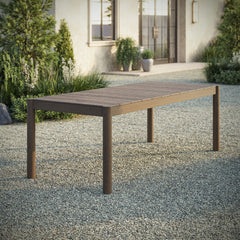 Eleni Weathered Gray 89-Inch Outdoor Patio Teak Wood Dining Table - Ornate Home