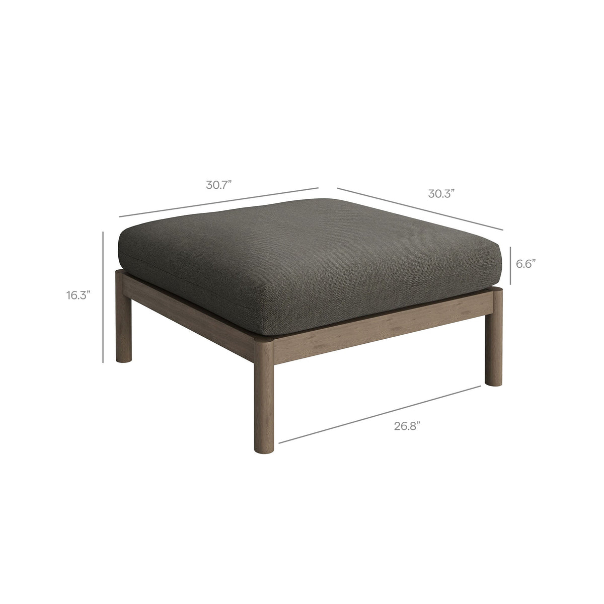 Eleni Weathered Gray Flint 2-Piece Outdoor Patio Teak Wood Loveseat with Ottoman Set - Ornate Home