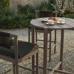 Eleni Weathered Gray Flint 3-Piece Outdoor Patio Teak Wood Bar Set - Ornate Home