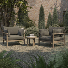 Eleni Weathered Gray Flint 3-Piece Outdoor Patio Teak Wood Furniture Set - Ornate Home