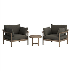 Eleni Weathered Gray Flint 3-Piece Outdoor Patio Teak Wood Furniture Set - Ornate Home