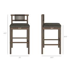 Eleni Weathered Gray Flint 5-Piece Outdoor Patio Teak Wood Bar Set - Ornate Home