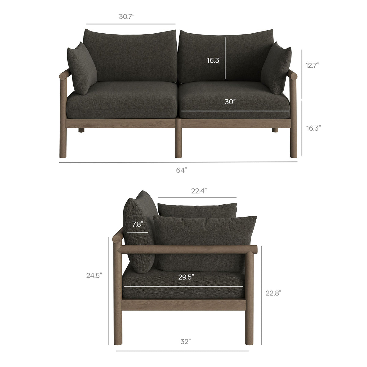 Eleni Weathered Gray Flint 5-Piece Outdoor Patio Teak Wood Furniture Set - Ornate Home