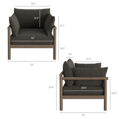 Eleni Weathered Gray Flint 5-Piece Outdoor Patio Teak Wood Furniture Set - Ornate Home