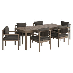 Eleni Weathered Gray Flint 7 Piece Outdoor Patio Teak Wood Dining Set - Ornate Home