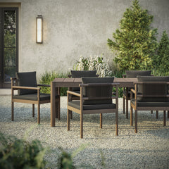 Eleni Weathered Gray Flint 7 Piece Outdoor Patio Teak Wood Dining Set - Ornate Home