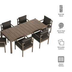 Eleni Weathered Gray Flint 7 Piece Outdoor Patio Teak Wood Dining Set - Ornate Home