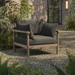 Eleni Weathered Gray Flint Outdoor Patio Teak Wood Armchair - Ornate Home