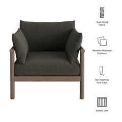 Eleni Weathered Gray Flint Outdoor Patio Teak Wood Armchair - Ornate Home