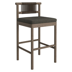 Eleni Weathered Gray Flint Outdoor Patio Teak Wood Bar Stools (Set of 2) - Ornate Home