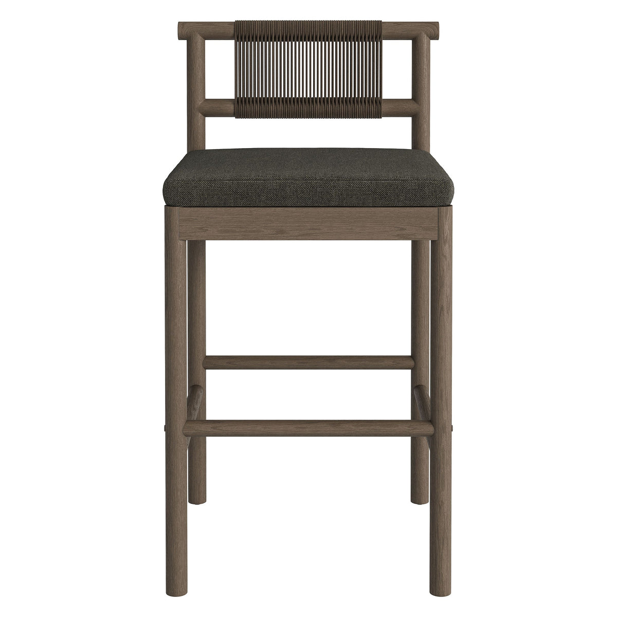 Eleni Weathered Gray Flint Outdoor Patio Teak Wood Bar Stools (Set of 2) - Ornate Home