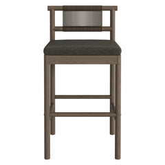 Eleni Weathered Gray Flint Outdoor Patio Teak Wood Bar Stools (Set of 2) - Ornate Home