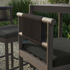 Eleni Weathered Gray Flint Outdoor Patio Teak Wood Bar Stools (Set of 2) - Ornate Home