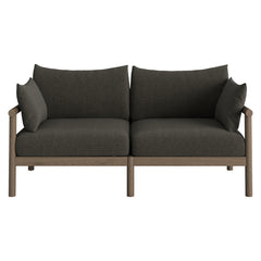 Eleni Weathered Gray Flint Outdoor Patio Teak Wood Loveseat - Ornate Home