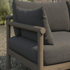 Eleni Weathered Gray Flint Outdoor Patio Teak Wood Loveseat - Ornate Home