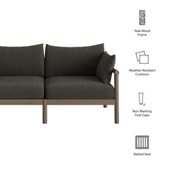 Eleni Weathered Gray Flint Outdoor Patio Teak Wood Loveseat - Ornate Home