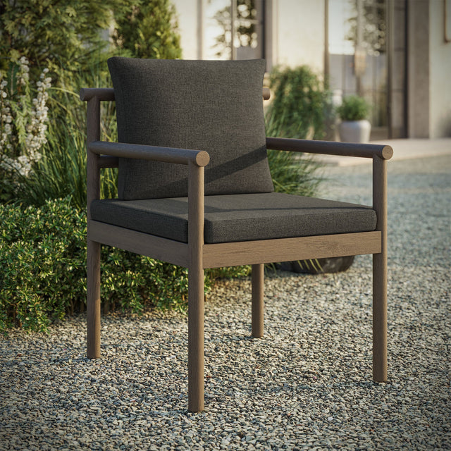 Eleni Weathered Gray Flint Outdoor Patio Teak Wood Rope Dining Chair - Ornate Home
