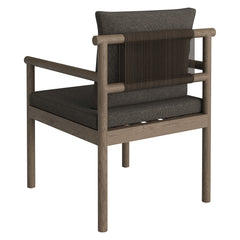 Eleni Weathered Gray Flint Outdoor Patio Teak Wood Rope Dining Chair - Ornate Home