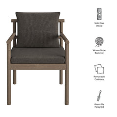 Eleni Weathered Gray Flint Outdoor Patio Teak Wood Rope Dining Chair - Ornate Home
